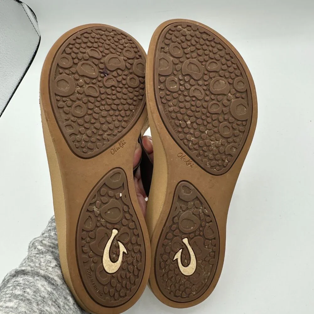 OluKai Nonohe Java Brown Leather Sandals Women's 7 - Picture 5 of 6